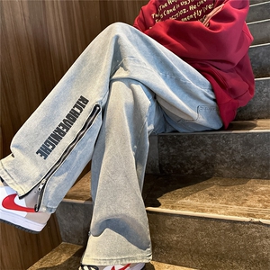 k1074-p55-控78M-5XL现货宽松拉链cleanfit牛仔裤马丁靴黑暗,时尚穿搭男生冬季毛呢大衣图片
