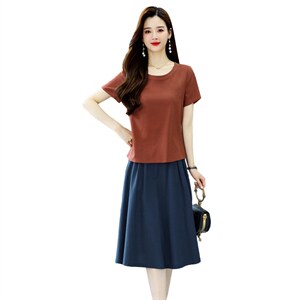 棉麻两件套连衣裙女夏2023年新款女装小个子时尚休闲洋气套装裙子图片