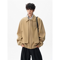 现货秋季短款翻领夹克男潮牌假两件休闲外套星座812-JK11-P95，男装夹克，星座812