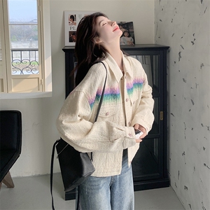 休闲刺绣渐变色短外套女春秋2025新款小个子百搭减龄爆款夹克上衣图片
