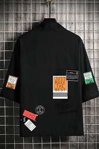 HF59121-P40风汉服男开衫外套七分袖道袍 网格挂拍图片