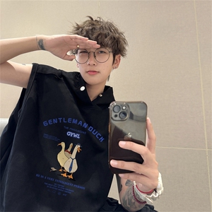 麂皮绒连帽背心坎肩男T恤美式港风JLB453-P30控48图片