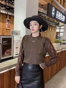袖子提花针织小衫图片