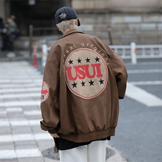 2023美拉德穿搭刺绣PU皮皮衣男秋冬美式复古夹克外套W7975-P85，男装皮衣，星座512-4