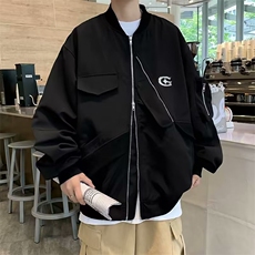 街头复古设计感飞行服外套女春秋宽松不规则工装夹克男X123，男装夹克，星座1116A-1（原606A）