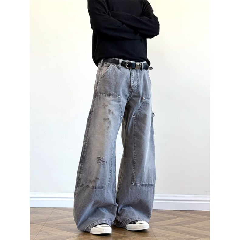 1506-1/KN90451/P61个性字母牛仔裤嘻哈ins潮高街潮流痞帅长裤男，男装牛仔裤，星座1506-1