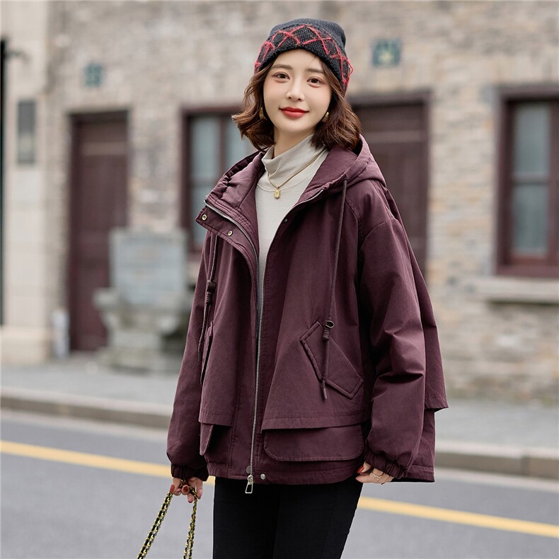 2025冬季女装新款大量现货时尚休闲连帽加棉派克服棉服,女装派克服,魅衣本色