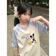 抖音得物品质二开240克宽松纯棉美式潮牌插肩三杠织带短袖T恤，男装T恤，电商A486