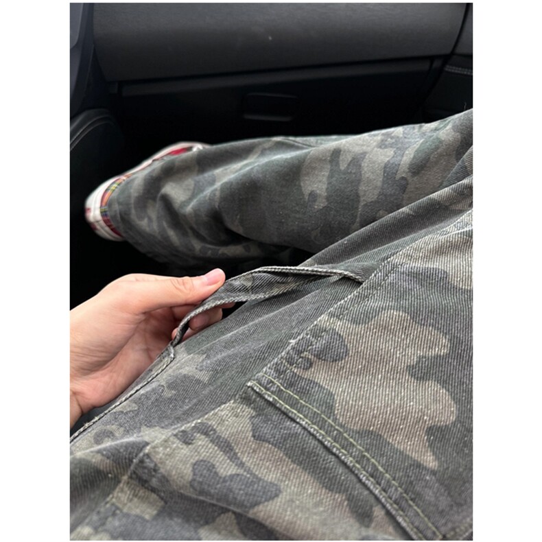 迷彩工装牛仔裤男夏季美式潮牌小众直筒裤宽松阔腿长裤子KC85,男装牛仔裤,星座1116A-1（原606A）