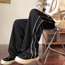秋季新款潮牌垂感运动长裤潮流宽松条纹直筒休闲裤男K4567-P31，男装休闲裤，星座512-2