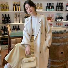 秋冬季新款女装双面呢大衣纯色简约羊绒外套长款显瘦气质风衣，女装双面呢大衣，荣图大衣
