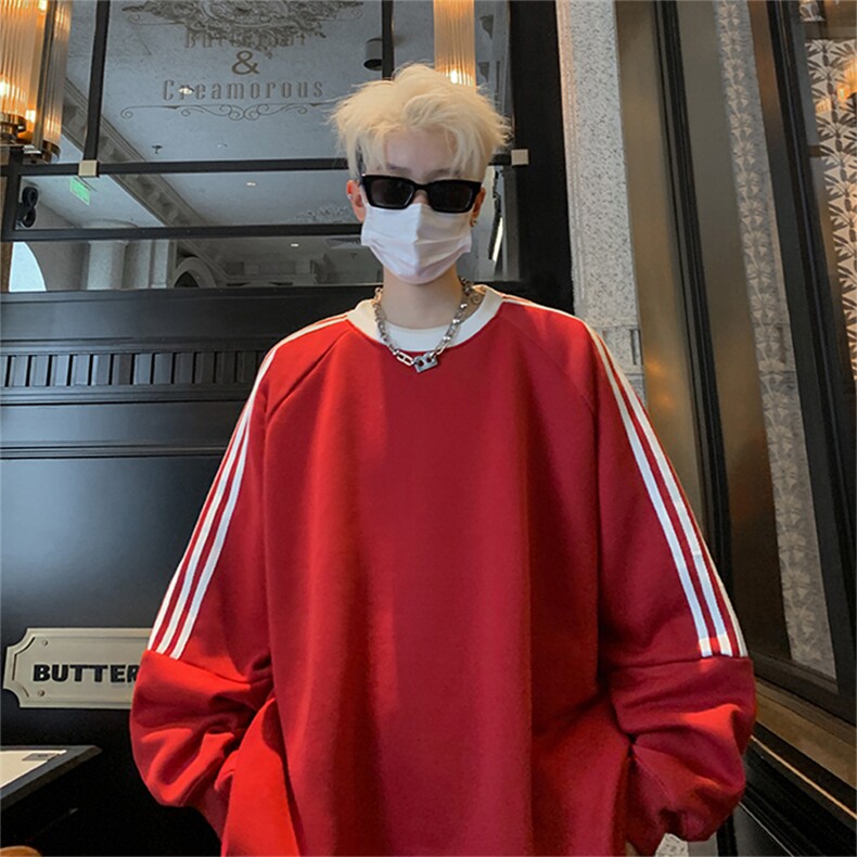 抖音得物高品质重磅全棉二开支持退换360克宽松织带圆领卫衣CM03,男装卫衣,电商A486