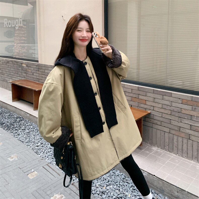 新款首上2C0281108P205K298针织帽可脱卸休闲外套,女装毛呢外套,2C028