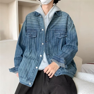 复古水洗牛仔外套男女小众ins蓝色高级感春秋休闲夹克w1009/P68图片