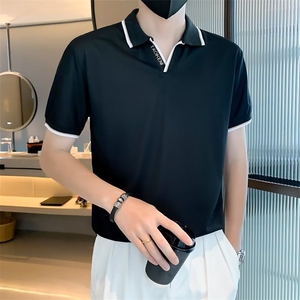轻熟风夏季薄款POLO衫韩版修身短袖T恤男士撞色翻领体恤衫 T549图片