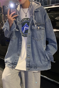 夹克连帽牛仔外套ins潮牌男春秋韩版潮流痞帅衣服秋季 W1251-P65图片