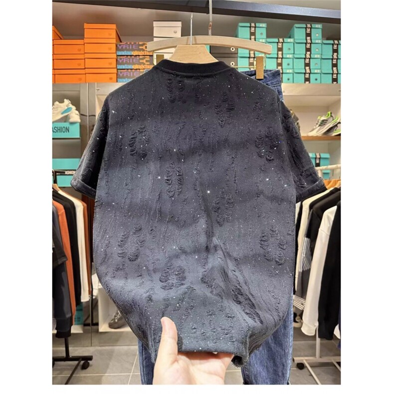 M424-P35新款短袖t恤男夏季简约半袖上衣港风宽松休闲潮牌体恤衫,男装T恤,星座617A-1（原B318A）