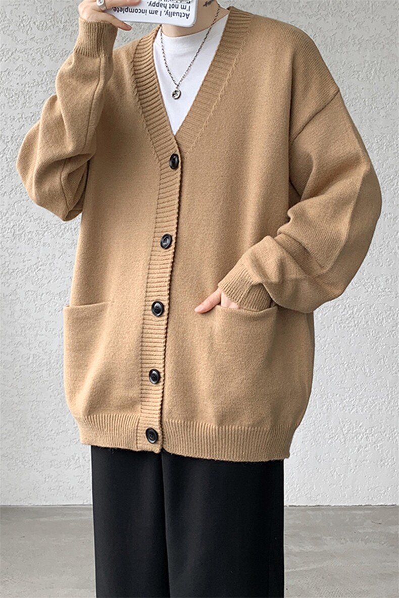 8XL-M大码V领开衫毛衣外套男日系复古宽松慵懒风针织衫KS002p55,男装针织衫/毛衣,电商B312