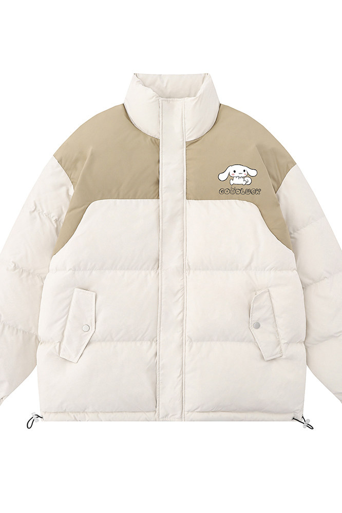 白底23冬季宽松字母印花立领棉服外套TPMY64302特批P85控138,男装棉衣,电商A268-1