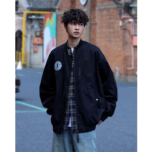 复古贴标棒球服情侣休闲宽松夹克外套XZ402-2P88控108JK6603货足图片