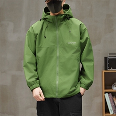 冲锋衣连帽夹克男宽松落肩纯色上衣外套DSA157B-JK727-P50，男装夹克，电商A157B