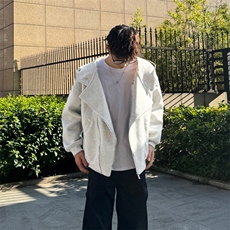 抖音得物品质26春装美式重磅结构斜拉链高领连帽卫衣开衫外套W61，女装短外套，电商A486