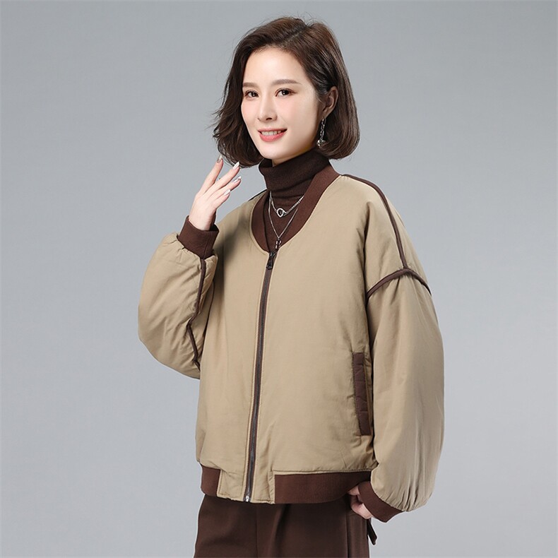 2021年冬季宽松减龄拼接夹棉外套文艺,女装棉衣/棉服,叶笙衣