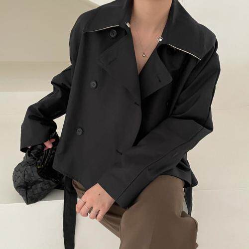 秋款设计师款短款风衣外套，女装风衣，LIN.Y
