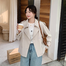 现货韩版休闲百搭显瘦短款风衣外套女2D075-(P145-K195)，女装风衣，2D075