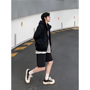 特批P38无差价潮牌ins百搭直筒五分牛仔裤夏季街头男女短裤K006图片
