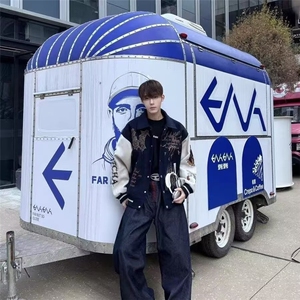 V88-P78 2025春季美式拼接撞色钉珠棒球服男女宽松百搭休闲夹克图片
