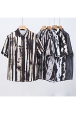 精品花衬衫男短袖夏季痞帅休闲上衣服外套翻领大码衬衣男A012P25，男装衬衫，电商A012