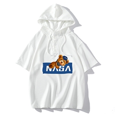 LD54247-P45NASA连帽短袖t恤男大码胖子带帽五分袖中袖，男装T恤，电商A040