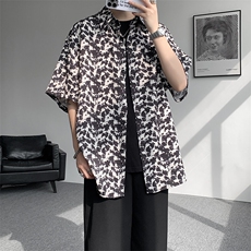 8XL-M花衬衫男短袖夏季薄款冰丝半袖宽松大码休闲外套DC28008P38，男装T恤，电商B312