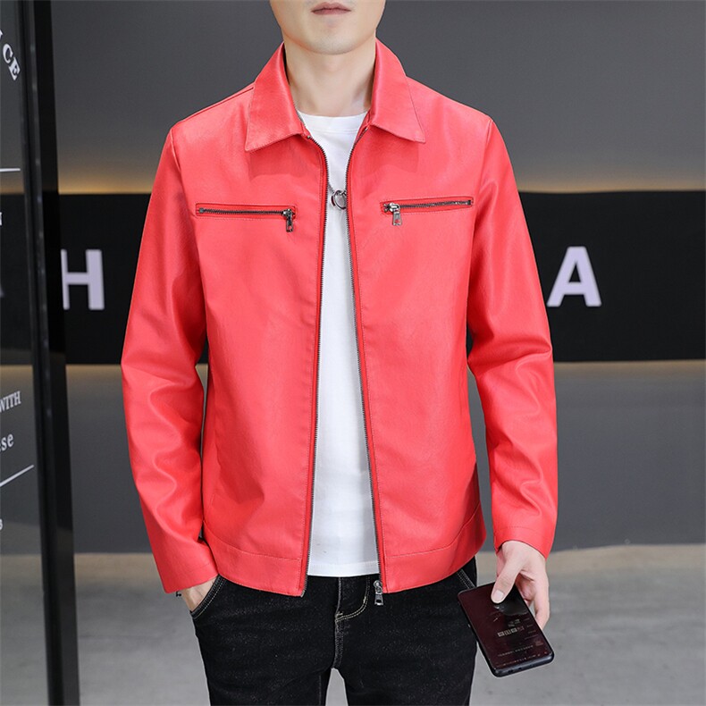 新款春秋款真皮皮衣男韩版潮流帅气机车薄款休闲男士夹克，男装皮衣，星座1508-3