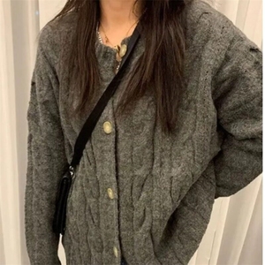 小个子慵懒风毛衣外套女秋冬季2024新针织开衫长袖上衣高级感图片