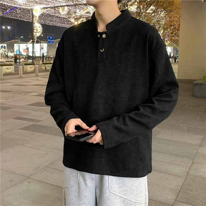 春款美式正肩亨利衫男款长袖t恤上衣肌理提花Polo卫衣WY0558-P45,男装T恤,星座308B-2