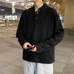 春款美式正肩亨利衫男款长袖t恤上衣肌理提花Polo卫衣WY0558-P45图片