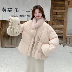 新款现！真狐狸毛保暖粉色羽绒服外套2C133-6003-P280-K408图片