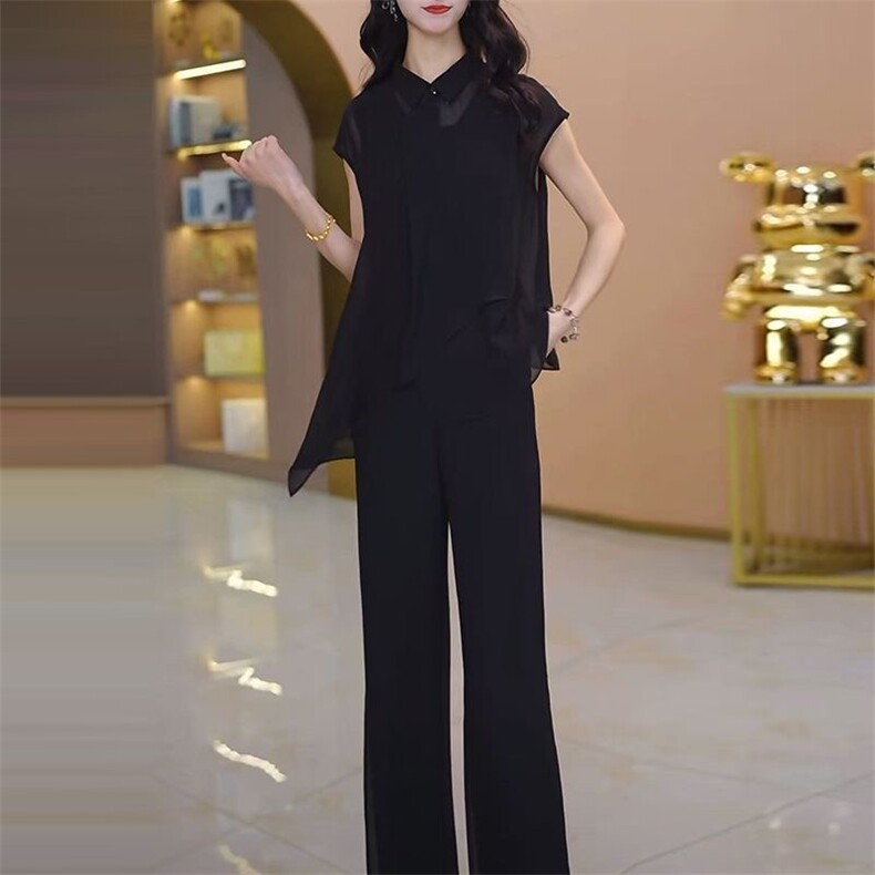 轻奢精致大码轻羽丝三件套2026夏季新款薄款小众休闲洋气减龄套装图片