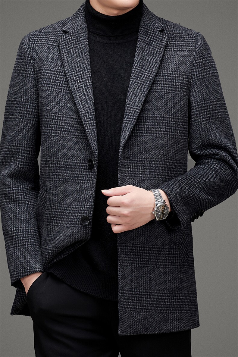 秋冬2021中年男士毛呢大衣休闲羊毛呢子双面尼西装MSNA21015-P290，男装毛呢大衣，电商B212（原钱塘6029）