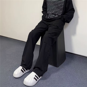 弯刀工装裤男女新款春秋季高街直筒阔腿裤子美式垂感镰刀牛仔裤图片
