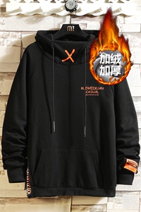 8XL-M 2023冬季新款连帽高领加绒加厚慵懒风卫衣男加肥加大码控98图片