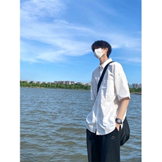 男短袖潮牌潮流高级感冰丝衬衣休闲痞帅外套夏季宽松CS02，女装短外套，星座1116A（原606A-3）