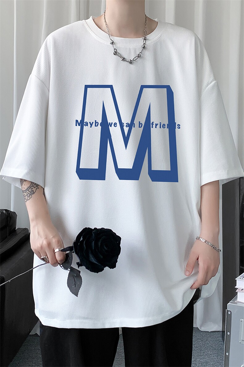 HT73260-P22华夫格t恤男短袖男大码五分袖短句风,男装T恤,电商A040