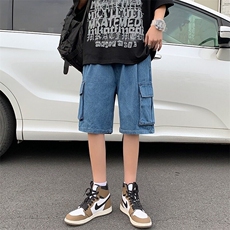 美式牛仔短裤男宽松休闲工装五分裤夏季新款潮流街头百搭k348/P42，男装牛仔裤，星座506