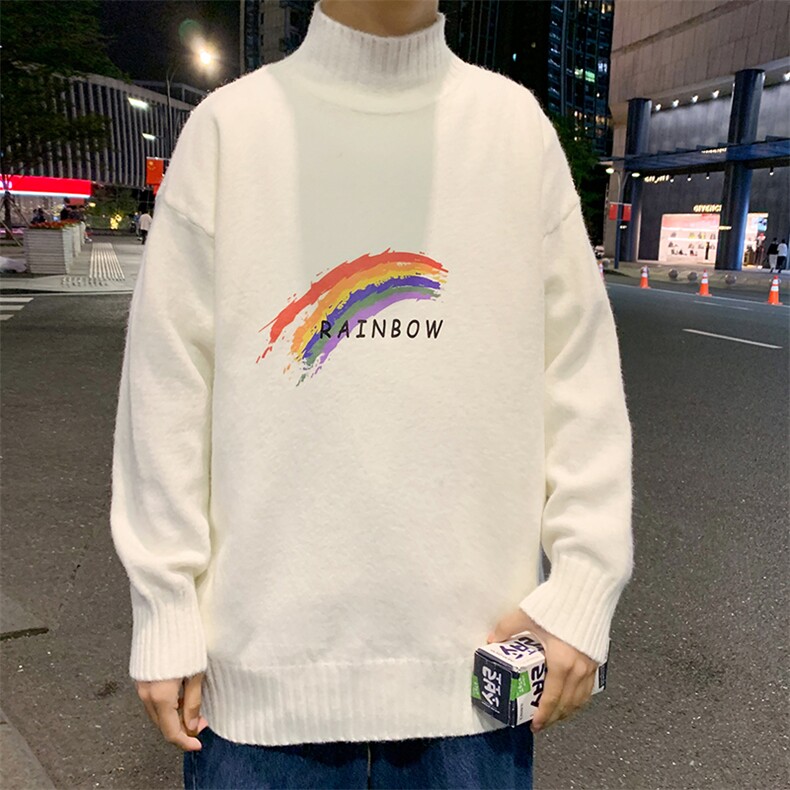 M18064-P45加绒P65半高领毛衣男士大码针织衫男毛线衣男线衫,男装针织衫/毛衣,电商A040
