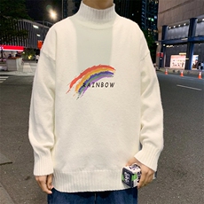 M18064-P45加绒P65半高领毛衣男士大码针织衫男毛线衣男线衫，男装针织衫/毛衣，电商A040