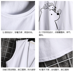 BX25166-P20 港风运动汗背心男大码汗衫男无袖T恤男 网格挂拍图片