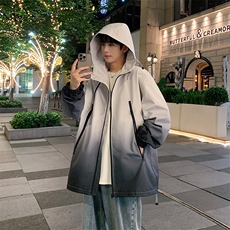 港风上衣渐变多拉链夹克宽松落肩拼色棒球服外套JK830P75，男装夹克，星座1204-3